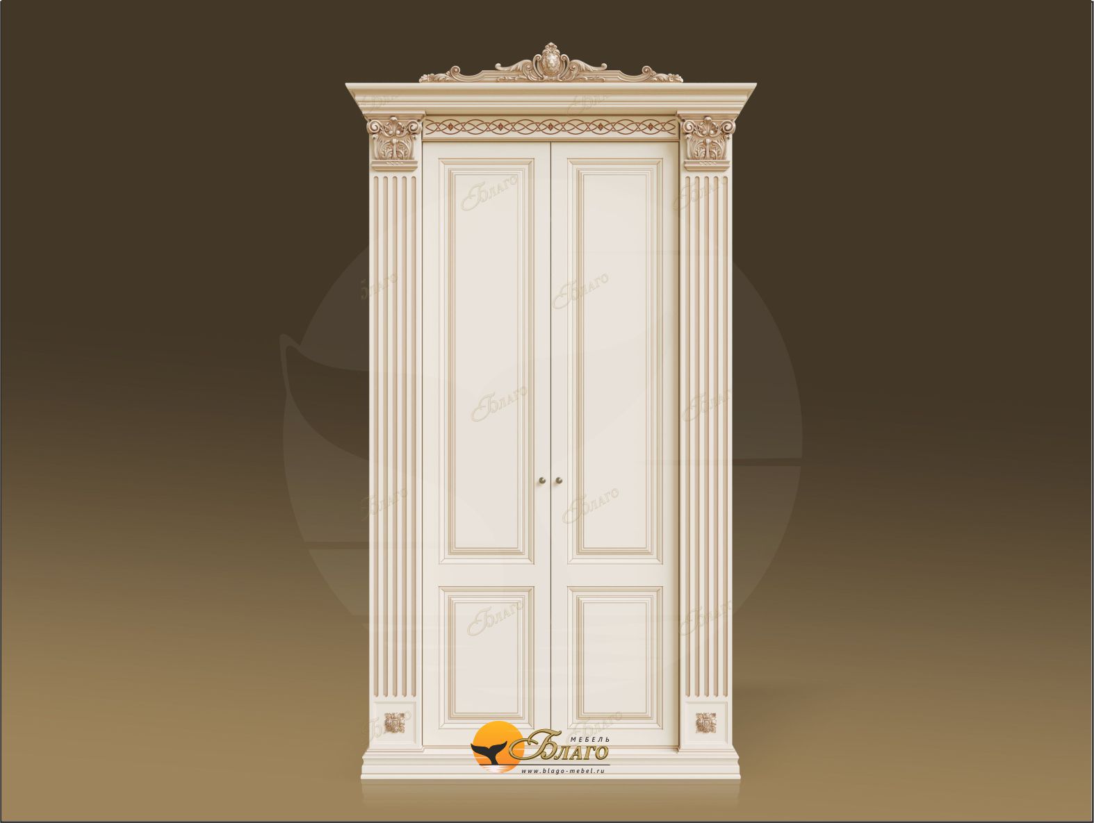 Шкаф 2-х дв. с капителями Б11.10-1 Карамель